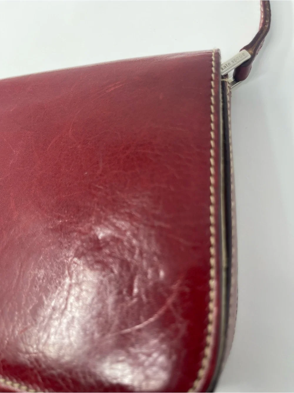 Signed Kate Spade Red Leather Shoulder Bag